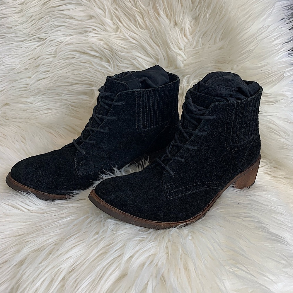 Black Suede Leather Laced Bootie